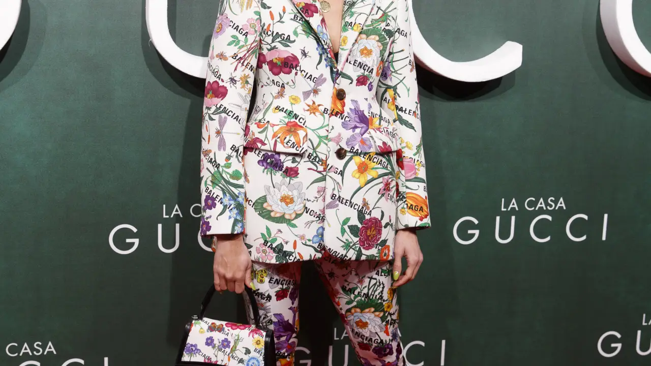 La actriz Begoña Vargas en el photocall del estreno de la película "La casa Gucci" en Madrid el martes 23 de noviembre de 2021.