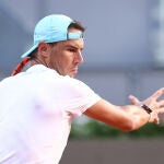 Rafa Nadal, durante uno de sus entrenamientos en el Caja Mágica