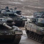 Tres tanques Leopard 2 en un ejercicio del Ejército alemán