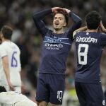 Jack Grealish se lamenta en el Bernabéu