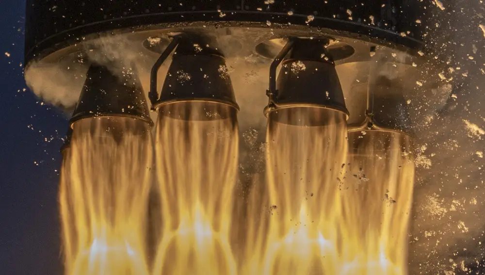 Los propulsores del cohete Electron en ignición, el pasado lunes.