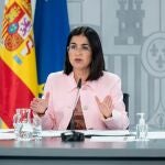 La ministra de Sanidad, Carolina Darias, comparece en rueda de prensa para informar de lo tratado en el Consejo Interterritorial del Sistema Nacional de Salud en el Complejo de la Moncloa