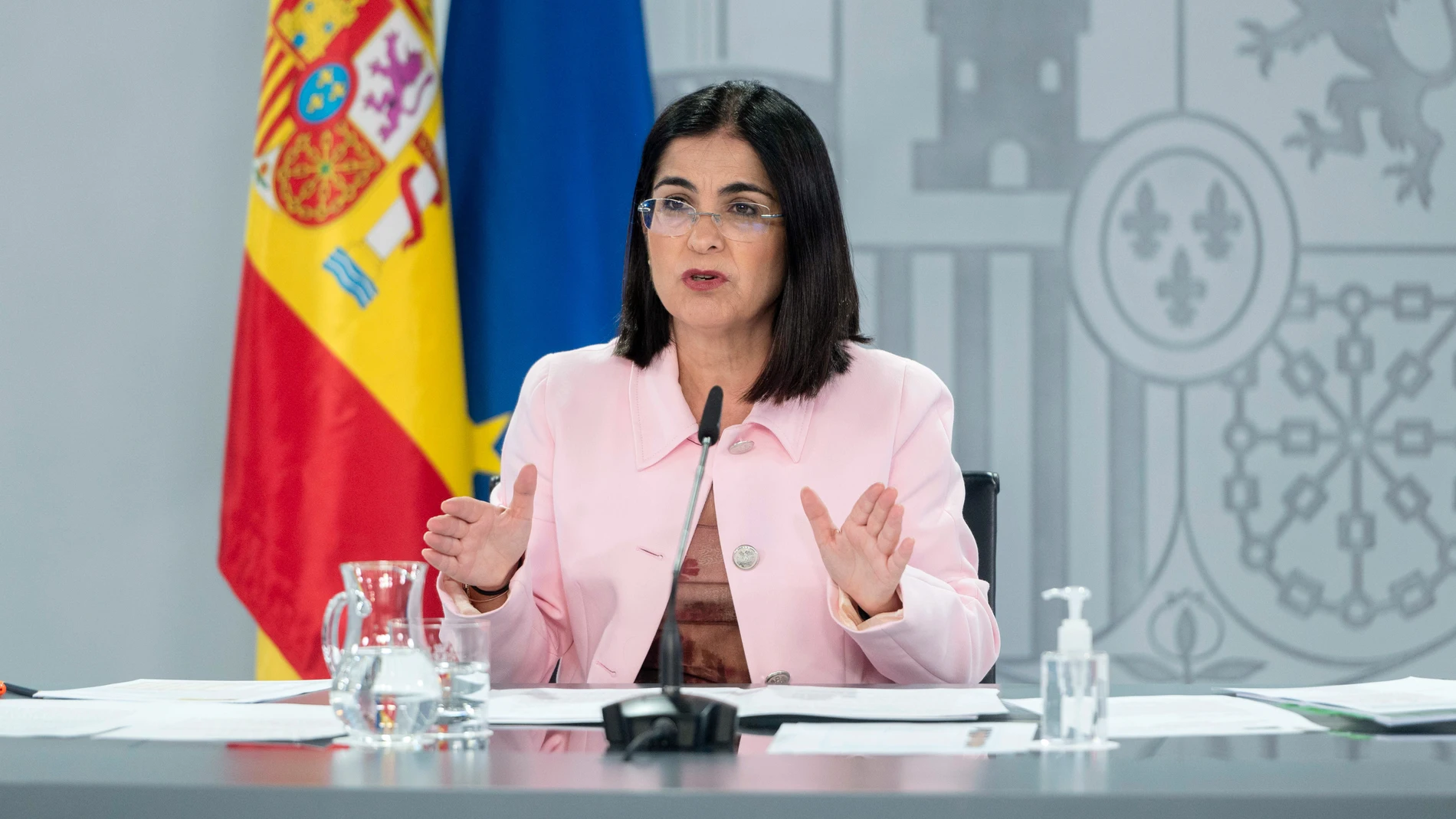 La ministra de Sanidad, Carolina Darias, comparece en rueda de prensa para informar de lo tratado en el Consejo Interterritorial del Sistema Nacional de Salud en el Complejo de la Moncloa