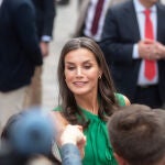 La Reina Letizia a su llegada a la comarca cacereña de Las Hurdes, con motivo del centenario de la visita que realizó el Rey Alfonso XIII a esta zona.