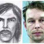 Retrato robot del sospechoso elaborado por el FBI en 2008, junto a una imagen de Brueckner tras su detención ¿son la misma persona?