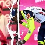 Biniam Girmay se fue al hospital tras dañarse un ojo en la celebración