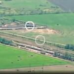 Imagen del vídeo del ataque a dos vehículos blindados rusos