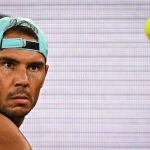 Nadal, durante un entrenamiento en las instalaciones de Roland Garros