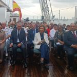 De izquierda a derecha: Laura Richardson, Primera General de cuatro estrellas comandante de la US Army North; Santiago Cabanas, Embajador de España en EEUU, Su Majestad Doña Sofía, Carlos del Toro, Secretario de Marina de EEUU