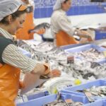 Trabajadores en la pescadería de un establecimiento Mercadona