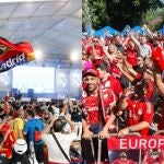 Punto de encuentro de la aficiones de Real Madrid y el Liverpool en París