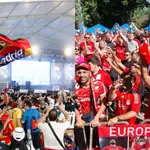 Punto de encuentro de la aficiones de Real Madrid y el Liverpool en París