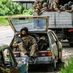 Soldados en la región de Lugansk