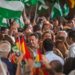 El presidente del PP-A y candidato a la reelección como presidente de la Junta de Andalucía, Juanma Moreno, en la clausura de un acto público. Eduardo Briones / Europa Press