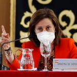 La ministra de Defensa, Margarita Robles, durante la presentación del libro "40 años de participación activa de España en la OTAN"