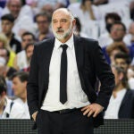 Pablo Laso, en el último partido que dirigió al Real Madrid ante el Baskonia