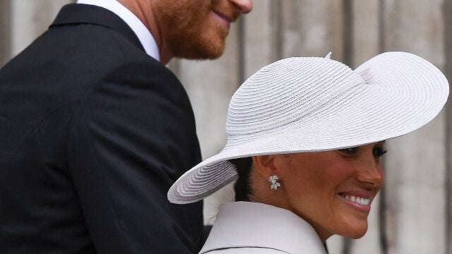 El príncipe Harry y Meghan Markle, en la Misa de Acción de Gracias celebrada en Londres en honor a la Reina Isabel II