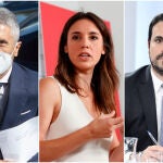 El ministro del Interior, Fernando Grande-Marlaska; la de Igualdad, Irene Montero; y el de Consumo, Alberto Garzón