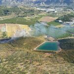 Imagen aérea del incendio declarado en una zona de monte bajo de Caravaca de la Cruz