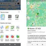 La nueva capa con el AQI en Google Maps.