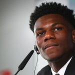 Aurelien Tchouameni en la conferencia de Prensa en Valdebebas