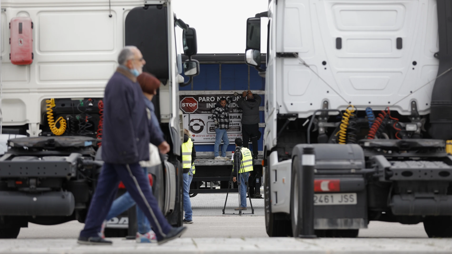 Camiones en Huelga en el Wanda Metropolitano