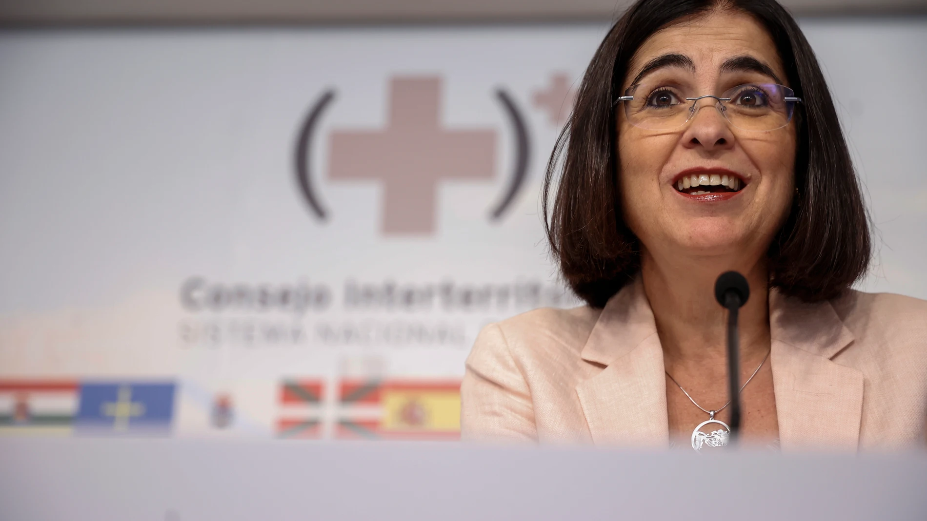 La ministra de Sanidad, Carolina Darias, comparece tras una reunión plenaria del Consejo Interterritorial del SNS (CISNS), el pasado 15 de junio
