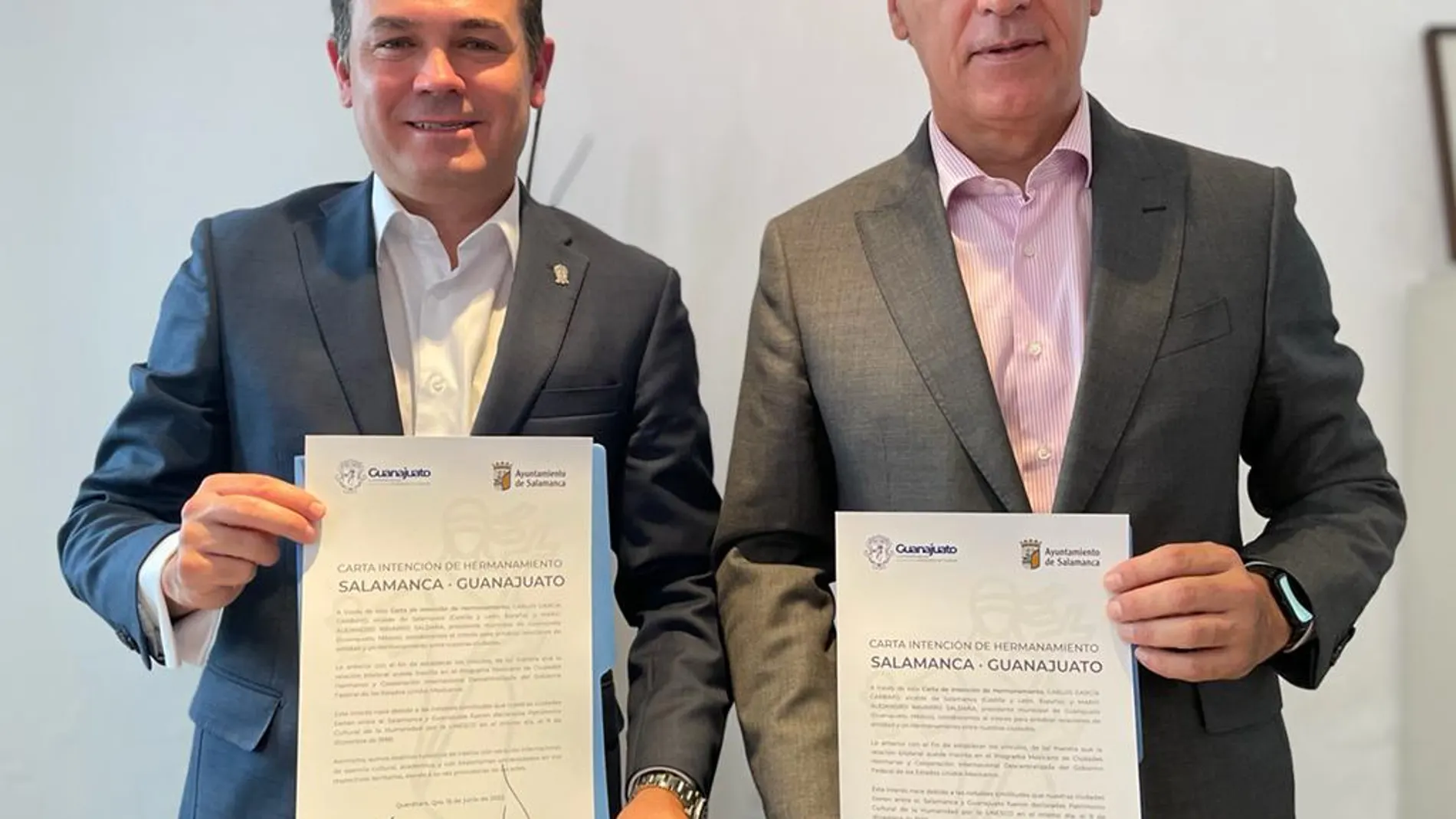 Los alcaldes de Salamanca, Carlos García Carbayo, y de Guanajuato, Mario Navarro