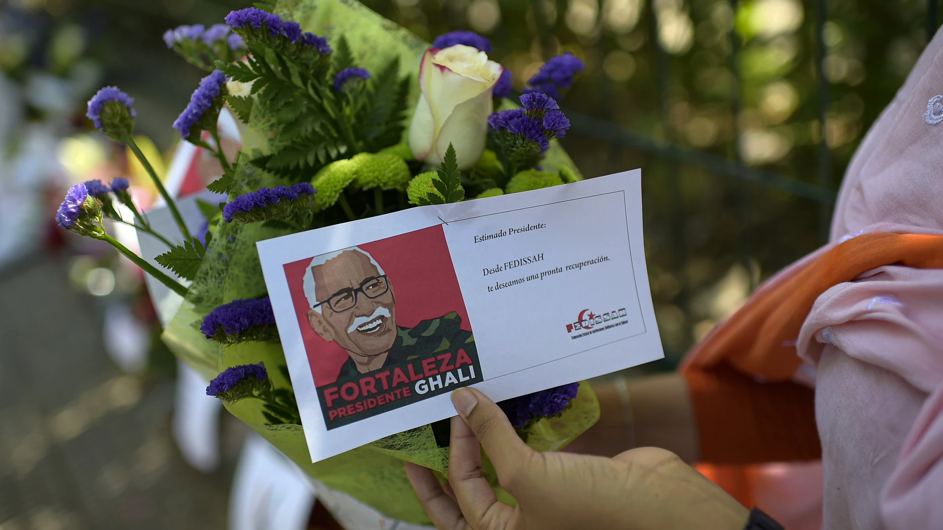 Muestras de apoyo a Brahim Ghali a las puertas del hospital de Logroño donde estuvo ingresado entre el 18 de abril y el 1 de junio del pasado año