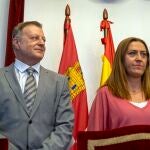 La delegada del Gobierno en Castilla y León, Virginia Barcones, acompañada por el delegado territorial de la AEMET en la comunidad, Manuel Mora, informa sobre el resumen climático de la primavera, la situación del balance hídrico