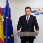Pedro Sánchez durante una comparecencia en Bruselas