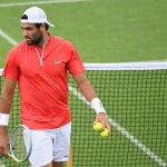 Matteo Berrettini, durante una sesión de entrenamiento en Londres