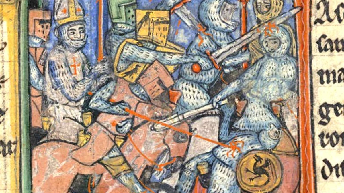 Manuscrito medieval con una representación de la Primera Cruzada