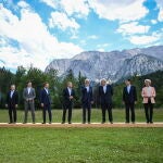 Olaf Scholz, Joe Biden, Boris Johnson, Justin Trudeau, Emmanuel Macron, Mario Draghi, Fumio Kishida, Ursula von der Leyen y Charles Michel en la cumbre del G-7 en Elmau, Alemania