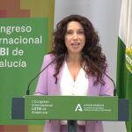 La consejera de Igualdad, Rocío Ruiz, en el I Congreso Internacional LGTBI+ de Andalucía, celebrado en 2021
