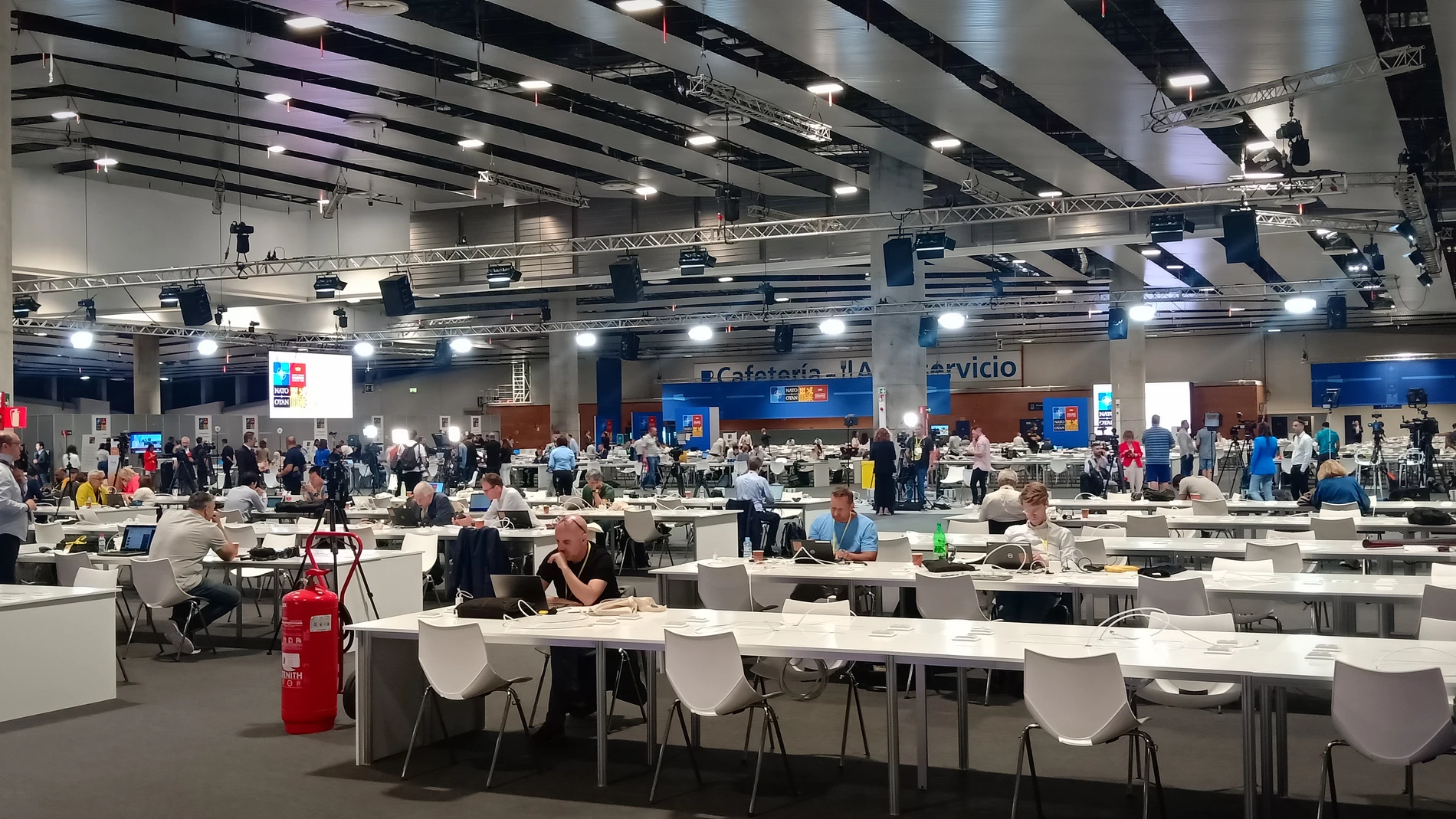 La sala de Prensa de la Cumbre de la OTAN en Ifema