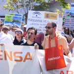 Concentración de los trabajadores de Abengoa en la Consejería de Economía