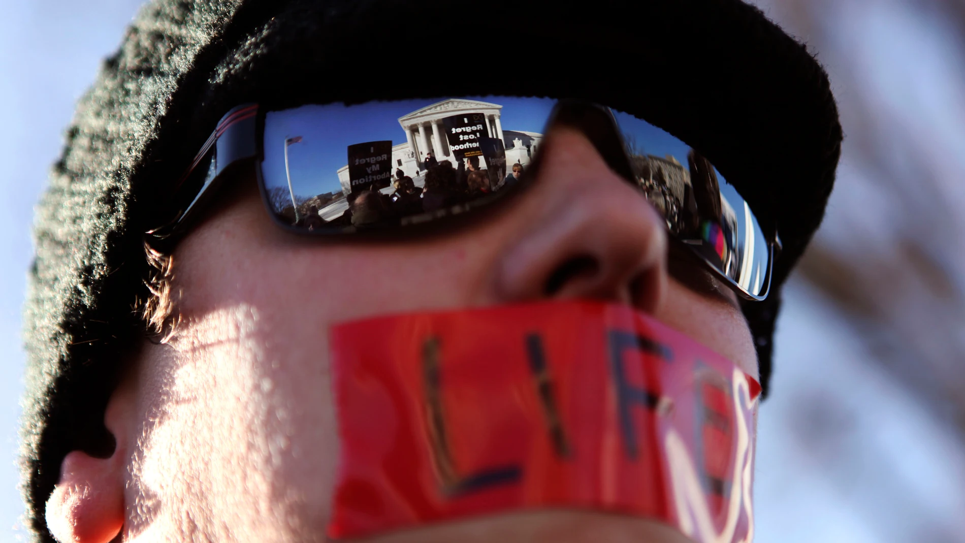 Un manifestante antiabortista durante la concentración del pasado mes de mayo en Washington