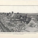 Españoles combatiendo desde lo alto de un blocao, Marruecos (1909)