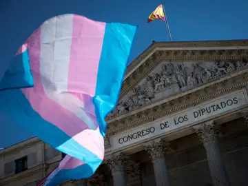 Una bandera del colectivo transexual ondea a las puertas del Congreso, en Madrid Una bandera del colectivo transexual ondea a las puertas del Congreso, en Madrid