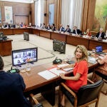 La ministra de Transportes, Movilidad y Agenda Urbana, Raquel Sánchez, preside la reunión de la Conferencia Sectorial de Transportes, en la sede del Ministerio