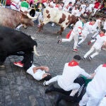 Encierros de San Fermín 07 JULIO 2022;SAN FERMIN;PAMPLONA;TOROS;CORREDORES;ENCIERROS Eduardo Sanz / Europa Press 06/07/2022