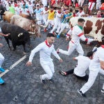 Primero encierro de los Sanfermines de 2022 con toros de Núñez del Cuvillo. Eduardo Sanz-Europa Press 07/07/2022