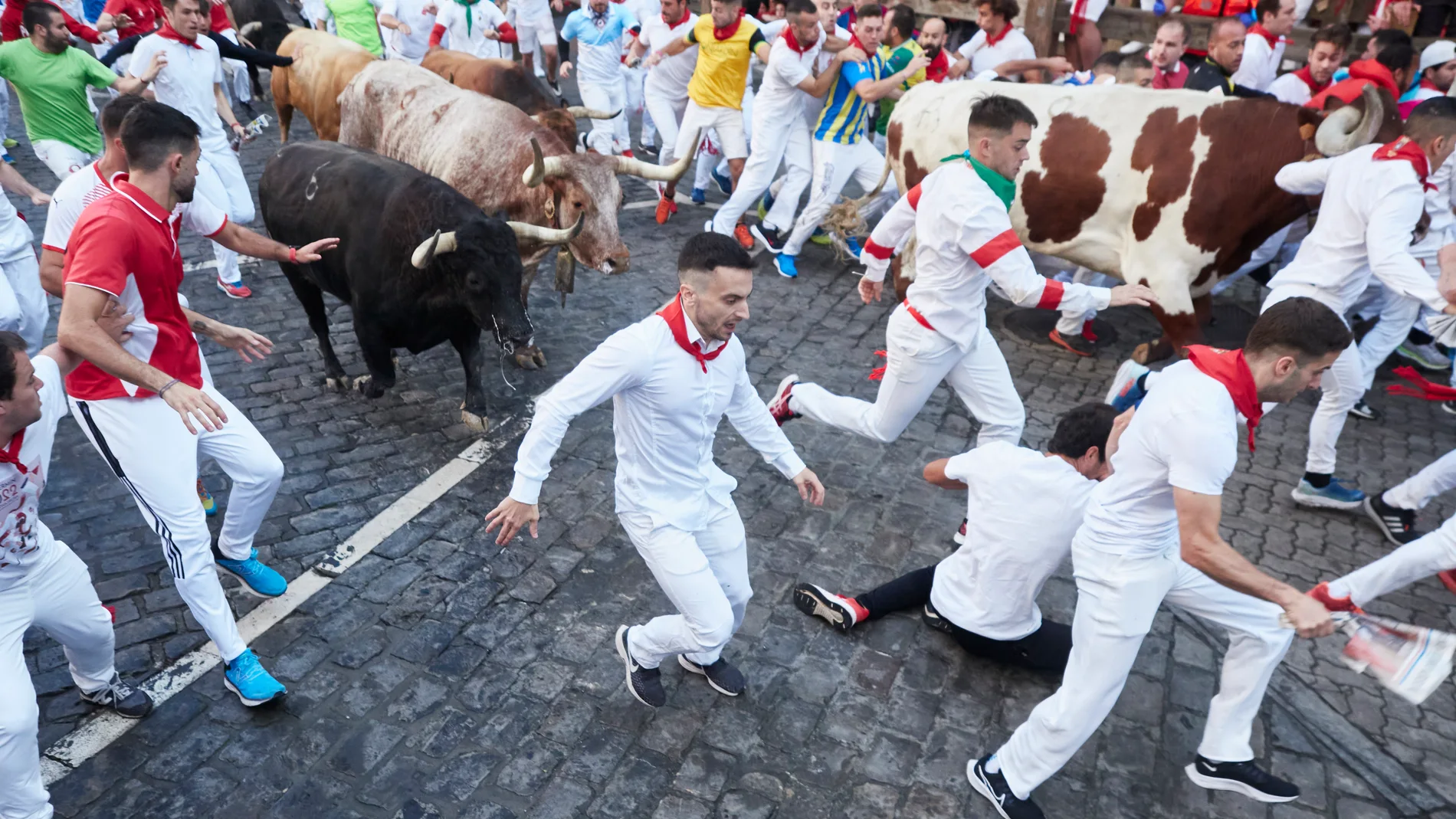 Primero encierro de los Sanfermines de 2022 con toros de Núñez del Cuvillo. Eduardo Sanz-Europa Press 07/07/2022