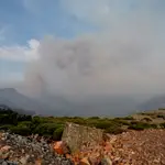 Vista de los focos del incendio en los focos de Candelario y Monsagro en Salamanca
