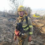 Irene Fernández, capataz de una cuadrilla, en el incendio de Zamora