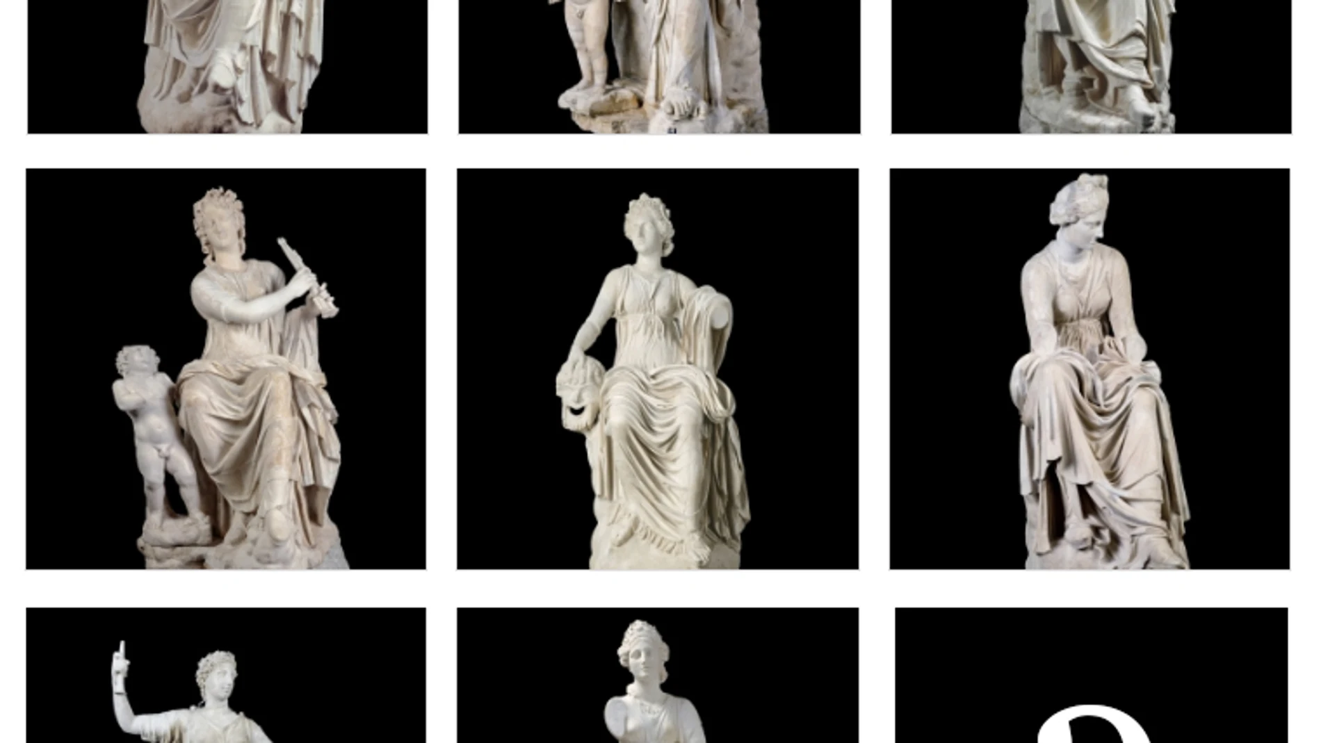Las musas en realidad son 9, pero en la sala del Prado hay 8