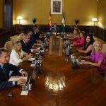 El presidente de la Junta en funciones, Juanma Moreno, preside la última reunión ordinaria del Consejo de Gobierno del actual mandato en el Palacio de San Telmo. Eduardo Briones / Europa Press