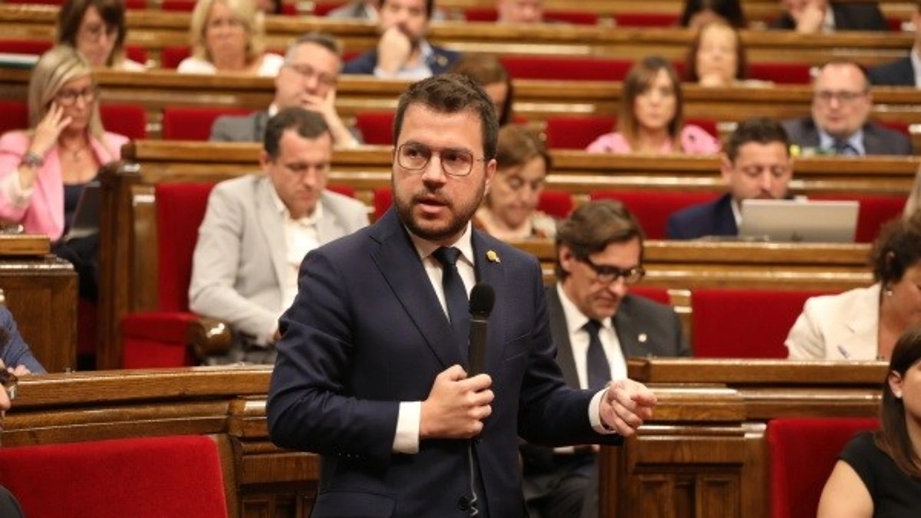 El presidente de la Generalitat, Pere Aragonès, en el pleno del Parlament del 20 de julio del 2022. PARLAMENT