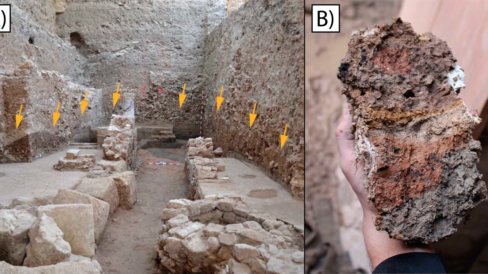 Interior del edificio del Patio de Banderas derribado por un violento maremoto en el siglo III después de Cristo que inundó el barrio portuario extramuros de Sevilla. EFE/Gutiérrez-RodríguezSOLO USO EDITORIAL PARA ACOMPAÑAR A ESTA NOTICIA